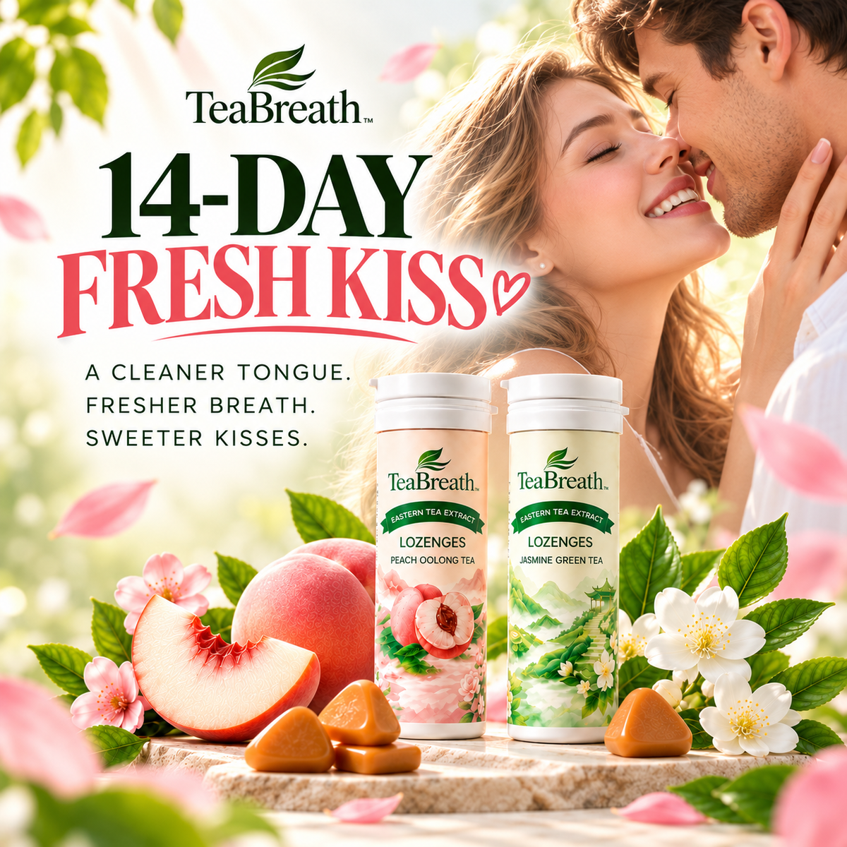 14-DAY FRESH KISS - A CLEANER TONGUE. FRESHER BREATH. SWEETER KISSES.