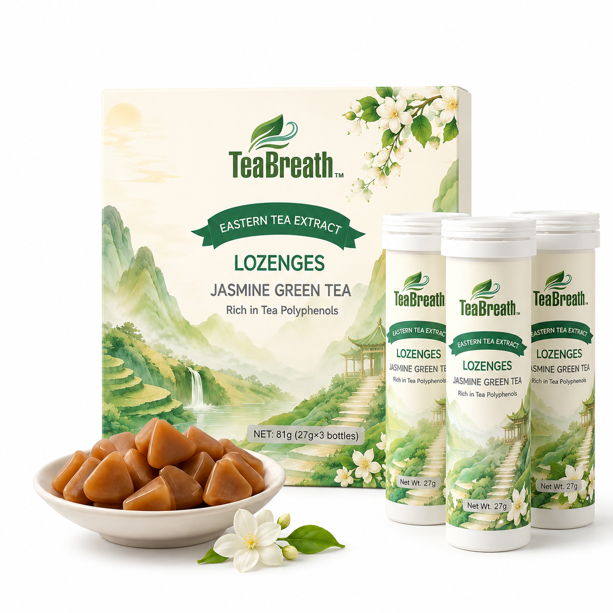 Eastern Tea Extract Lozenges - Jasmine Green Tea Flavor
